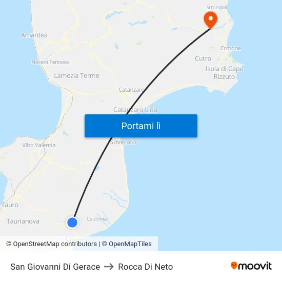 San Giovanni Di Gerace to Rocca Di Neto map