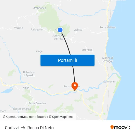 Carfizzi to Rocca Di Neto map