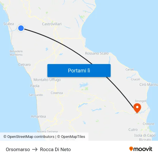 Orsomarso to Rocca Di Neto map