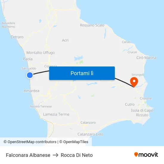 Falconara Albanese to Rocca Di Neto map