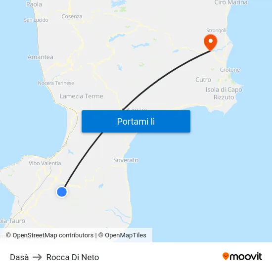 Dasà to Rocca Di Neto map
