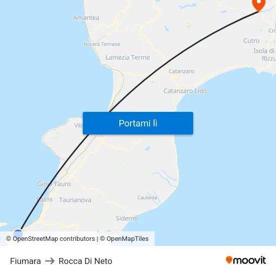 Fiumara to Rocca Di Neto map