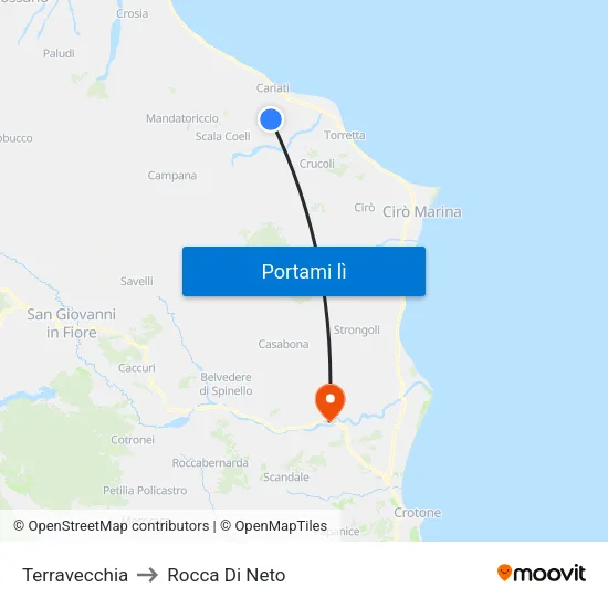 Terravecchia to Rocca Di Neto map