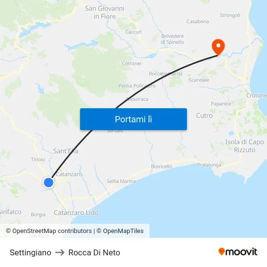 Settingiano to Rocca Di Neto map