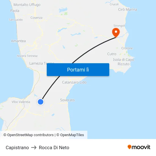 Capistrano to Rocca Di Neto map
