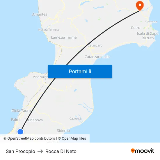 San Procopio to Rocca Di Neto map