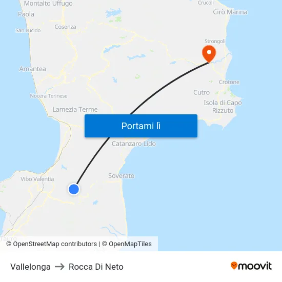 Vallelonga to Rocca Di Neto map