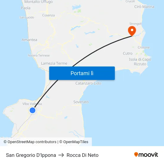 San Gregorio D'Ippona to Rocca Di Neto map