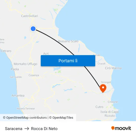Saracena to Rocca Di Neto map
