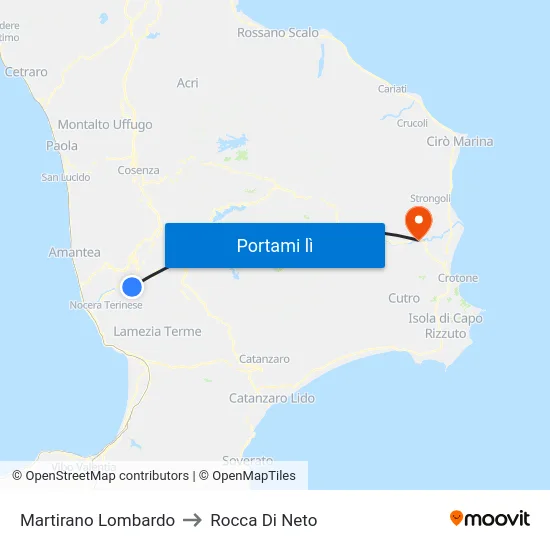 Martirano Lombardo to Rocca Di Neto map