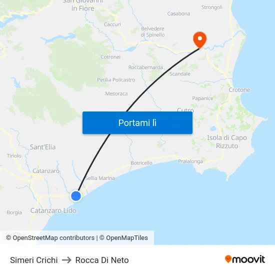 Simeri Crichi to Rocca Di Neto map