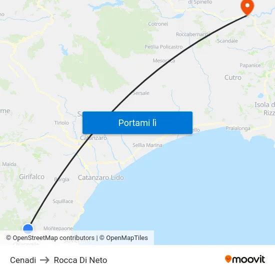 Cenadi to Rocca Di Neto map