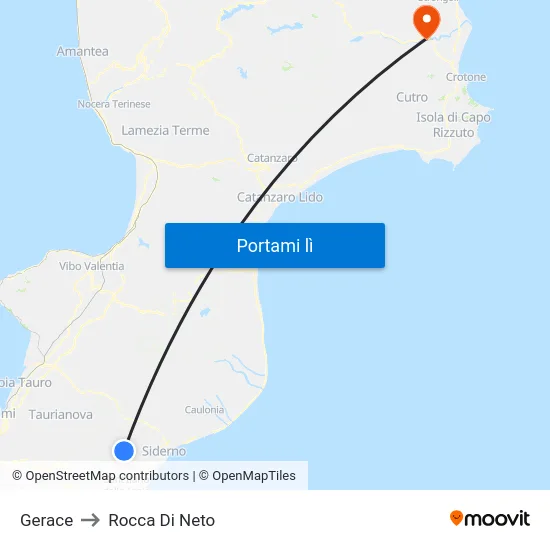 Gerace to Rocca Di Neto map