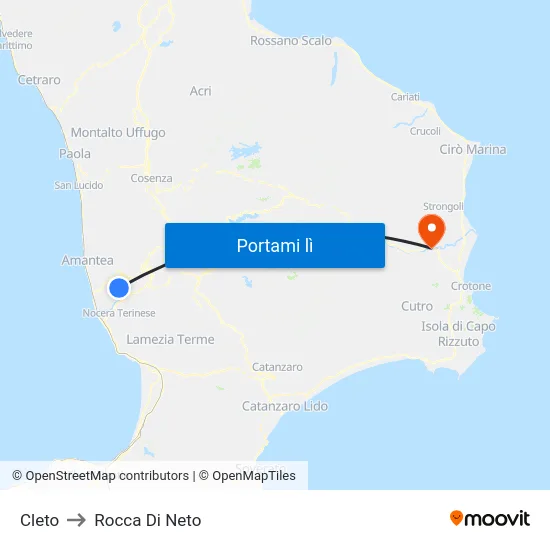 Cleto to Rocca Di Neto map