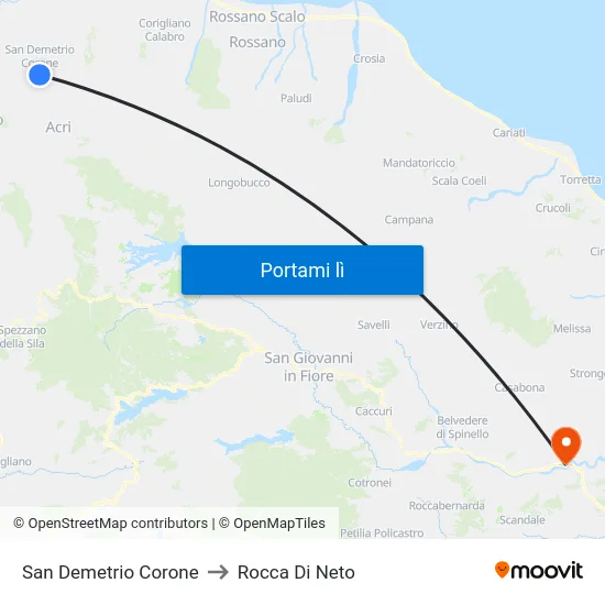 San Demetrio Corone to Rocca Di Neto map
