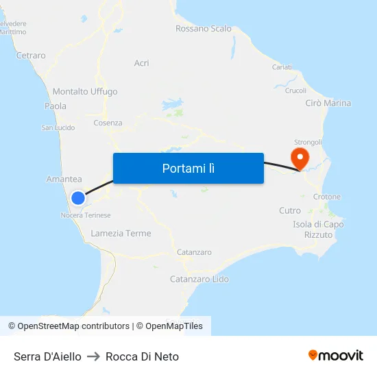 Serra D'Aiello to Rocca Di Neto map