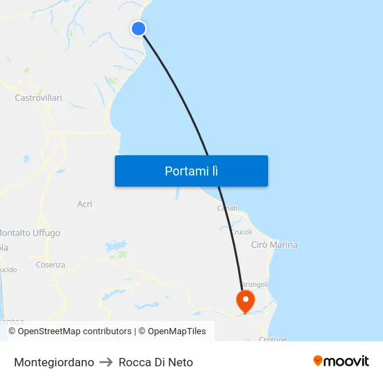 Montegiordano to Rocca Di Neto map