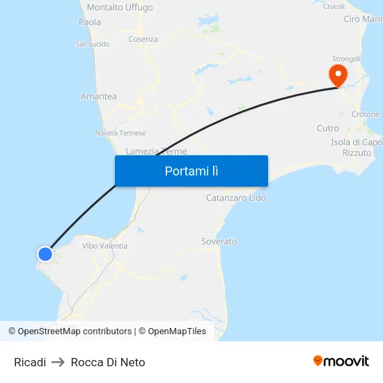 Ricadi to Rocca Di Neto map