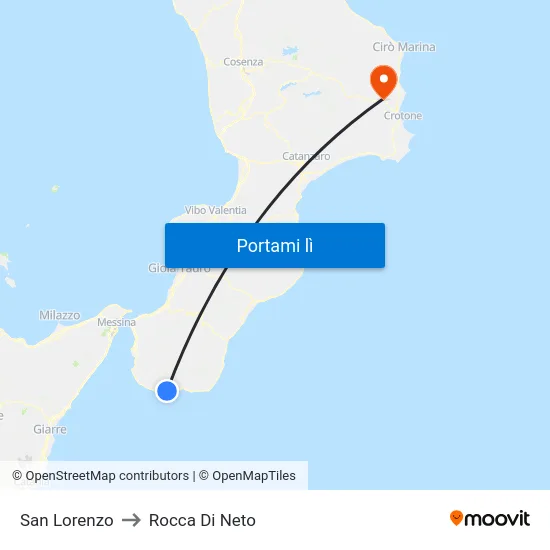 San Lorenzo to Rocca Di Neto map
