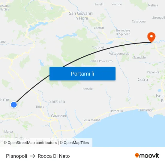 Pianopoli to Rocca Di Neto map