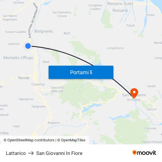 Lattarico to San Giovanni In Fiore map