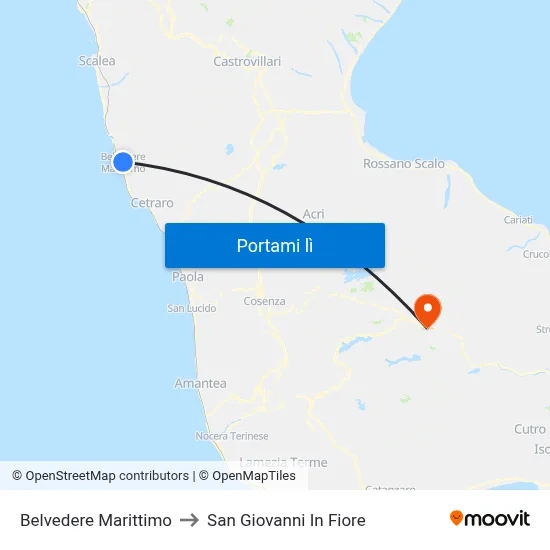 Belvedere Marittimo to San Giovanni In Fiore map