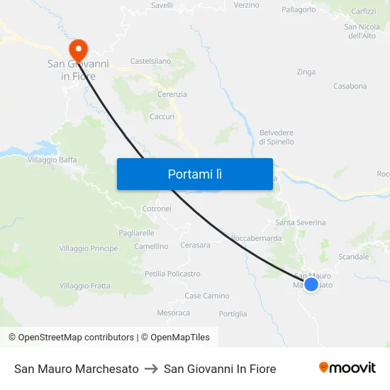 San Mauro Marchesato to San Giovanni In Fiore map