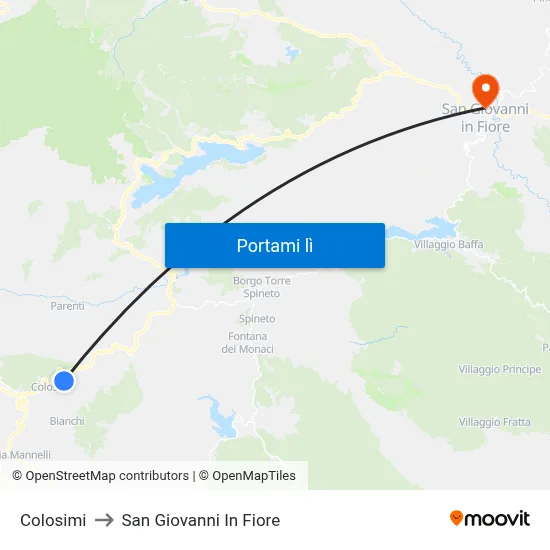 Colosimi to San Giovanni In Fiore map