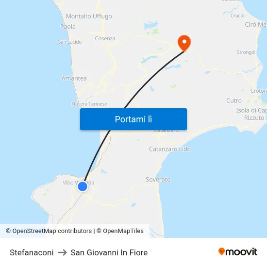 Stefanaconi to San Giovanni In Fiore map