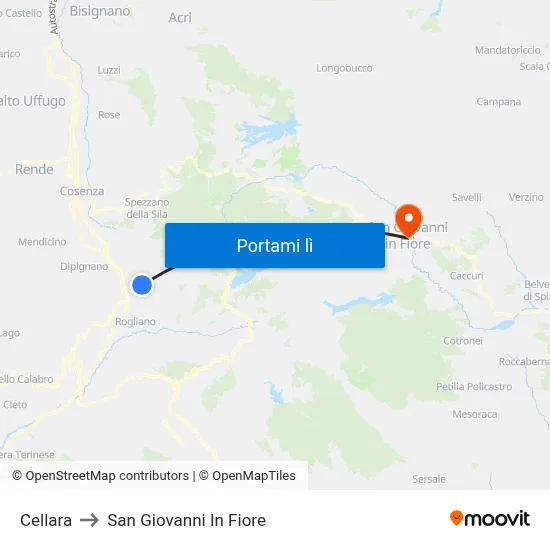 Cellara to San Giovanni In Fiore map