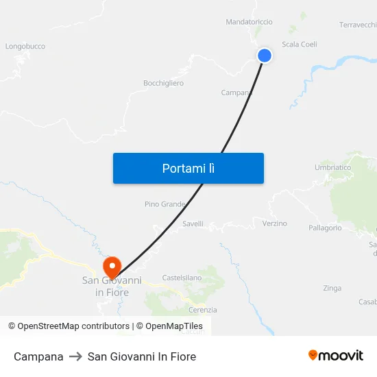 Campana to San Giovanni In Fiore map