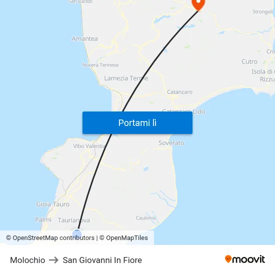 Molochio to San Giovanni In Fiore map