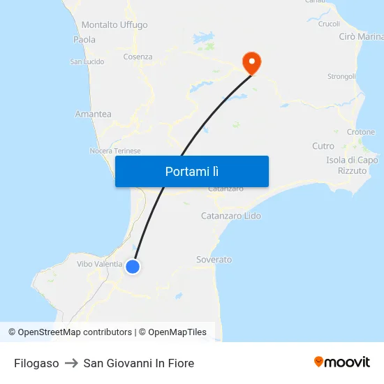 Filogaso to San Giovanni In Fiore map