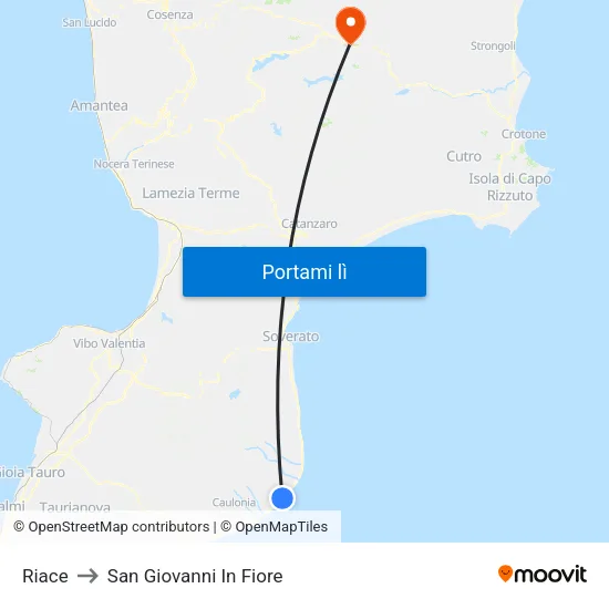 Riace to San Giovanni In Fiore map