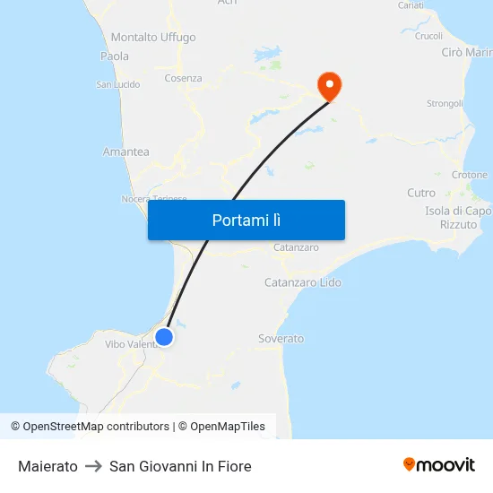 Maierato to San Giovanni In Fiore map