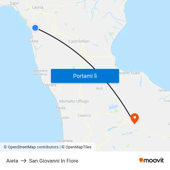 Aieta to San Giovanni In Fiore map
