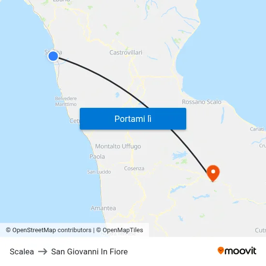 Scalea to San Giovanni In Fiore map