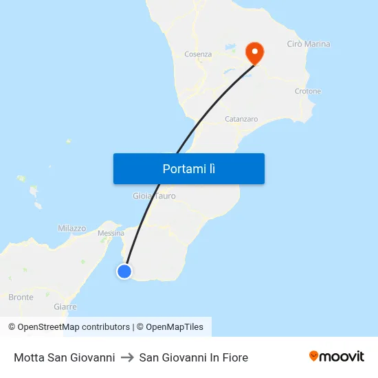 Motta San Giovanni to San Giovanni In Fiore map