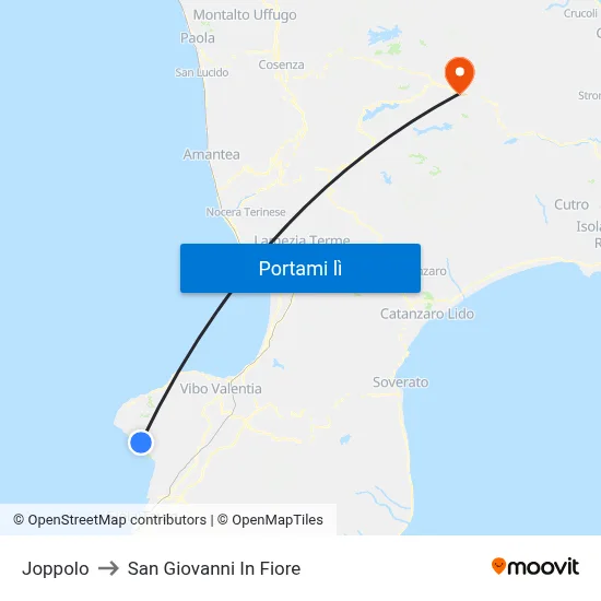 Joppolo to San Giovanni In Fiore map