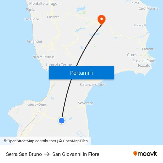 Serra San Bruno to San Giovanni In Fiore map