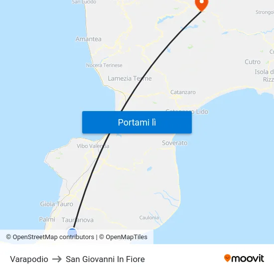 Varapodio to San Giovanni In Fiore map
