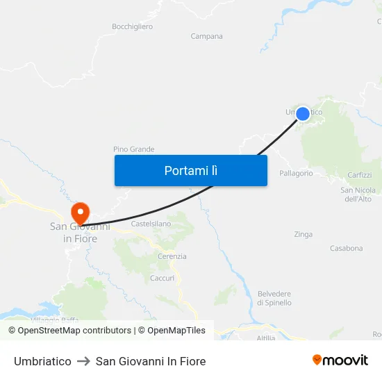 Umbriatico to San Giovanni In Fiore map