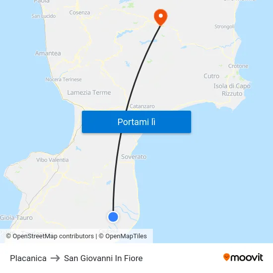 Placanica to San Giovanni In Fiore map