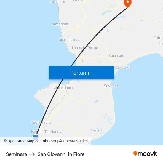 Seminara to San Giovanni In Fiore map