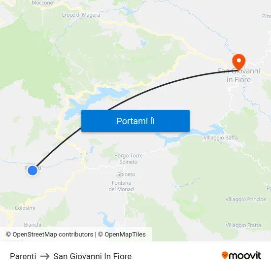 Parenti to San Giovanni In Fiore map