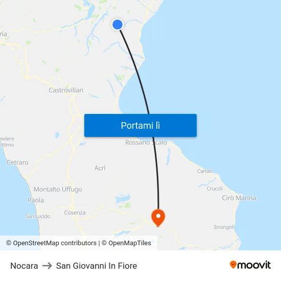 Nocara to San Giovanni In Fiore map