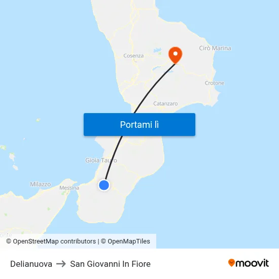 Delianuova to San Giovanni In Fiore map