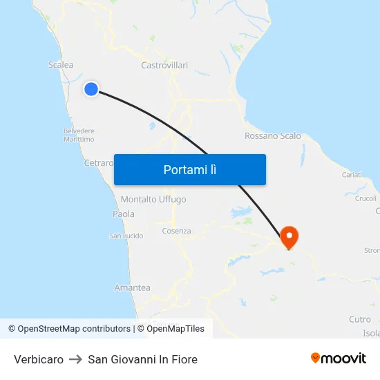 Verbicaro to San Giovanni In Fiore map