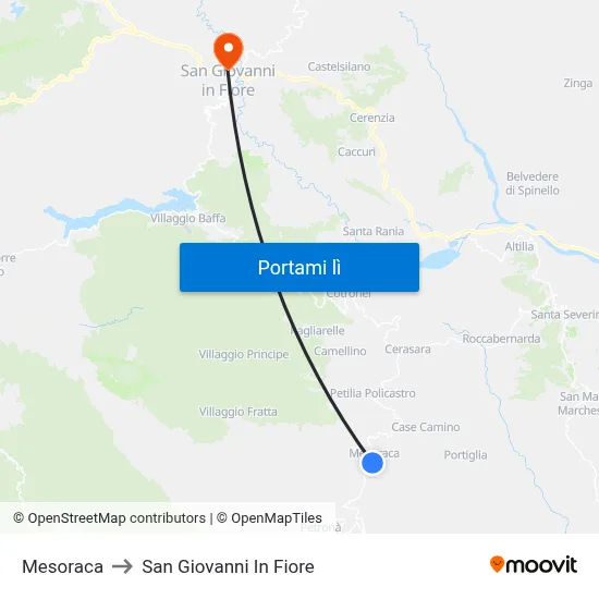 Mesoraca to San Giovanni In Fiore map