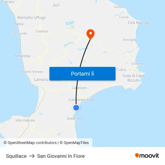 Squillace to San Giovanni In Fiore map